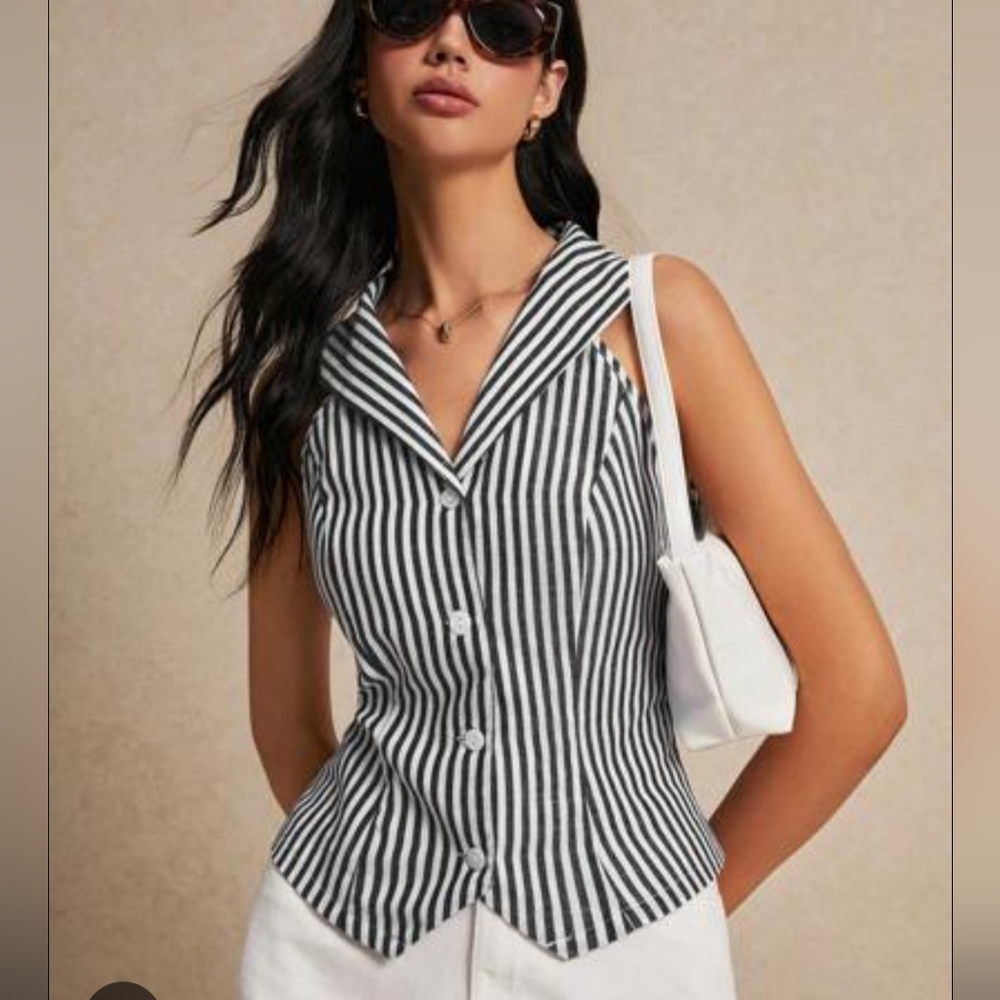 Vintage Julie & Leonard Striped Sleeveless Blouse